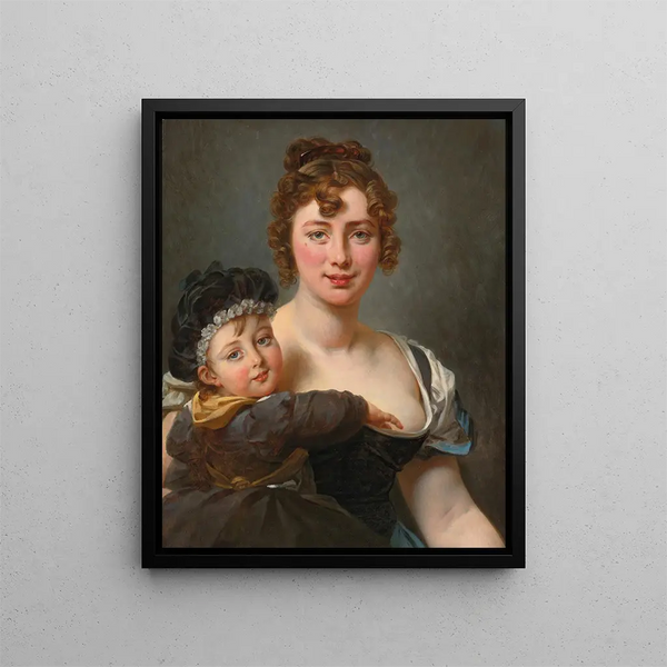 Portrait von Françoise Simonnier und ihrer Tochter - Antoine-Jean Gros — gerahmtes Bild an der Wand