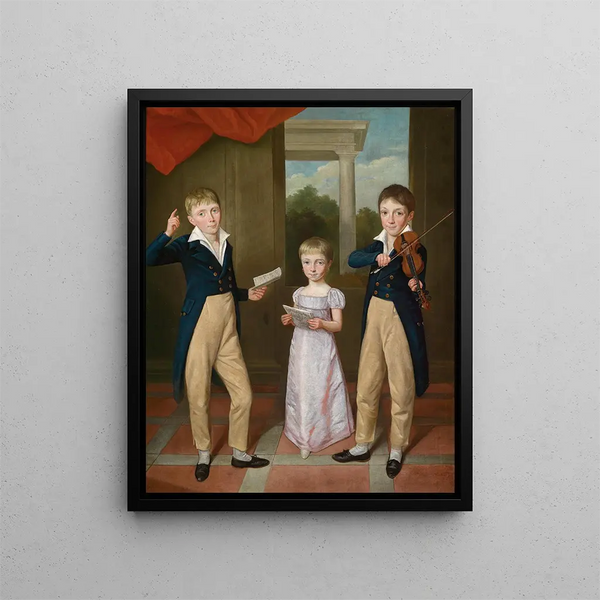 Konzert von drei Kindern in einem Haus - Antoine-Jean Gros — gerahmtes Bild an der Wand