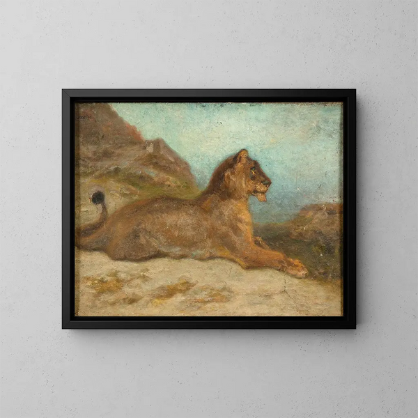 Eine Löwin - Antoine-Louis Barye — gerahmtes Bild an der Wand