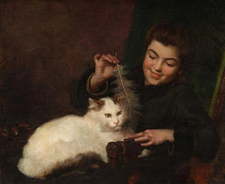 Antoine Jean Bail - Portrait of a Girl with Cat.webp