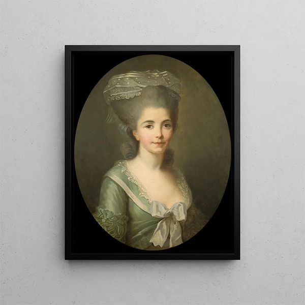 Portrait einer Frau - Antoine Vestier — gerahmtes Bild an der Wand