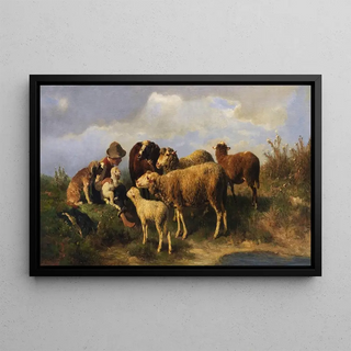 Anton Braith - Hirtenjunge mit Schafen.webp