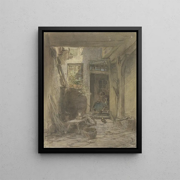 Interieurs de la cour - Anton Burger — gerahmtes Bild an der Wand