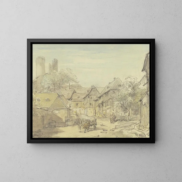 Oberreifenberg mit der Burg Reifenberg - Anton Burger — gerahmtes Bild an der Wand