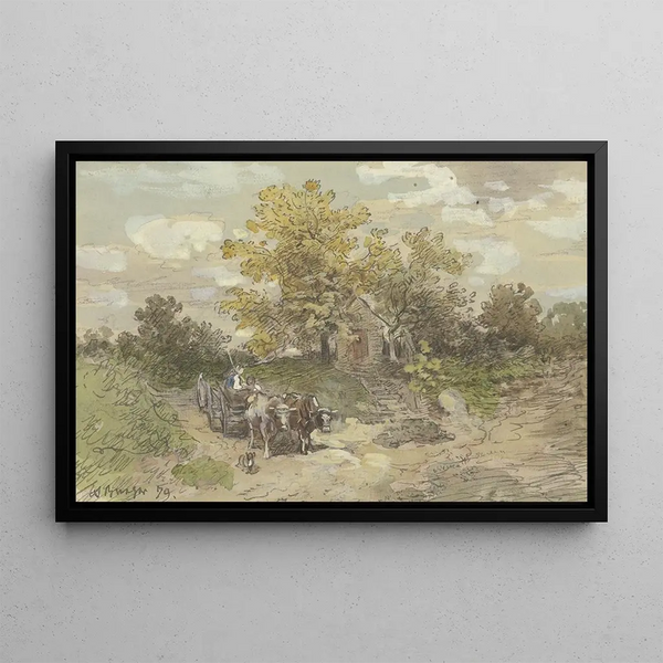 Joug de bœufs - Anton Burger — gerahmtes Bild an der Wand