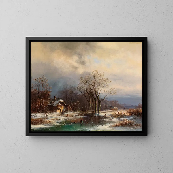 Ein weites Winterlandschaft - Anton Doll — gerahmtes Bild an der Wand