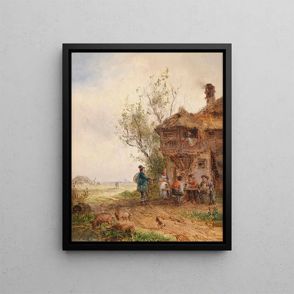 Repos devant l'auberge - Anton Doll — gerahmtes Bild an der Wand