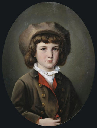Anton Ebert - Bildnis eines Jungen in grner Jacke mit Pelzmtze.webp