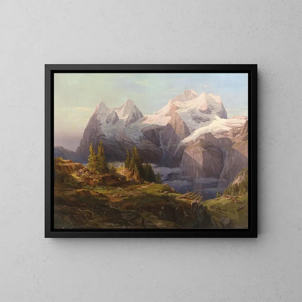 Eiger, Mönch und Jungfrau - Anton Hansch — gerahmtes Bild an der Wand