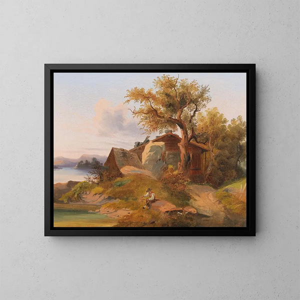 Repos am Bachufer - Anton Hansch — gerahmtes Bild an der Wand