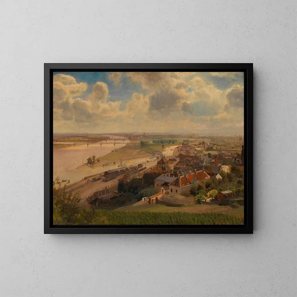 Ansicht der Stadt Wien und der regulierten Donau von Nussdorf - Anton Hlaváček — gerahmtes Bild an der Wand