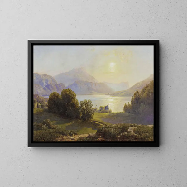 Blick auf einen alpinen See - Anton Hlaváček — gerahmtes Bild an der Wand