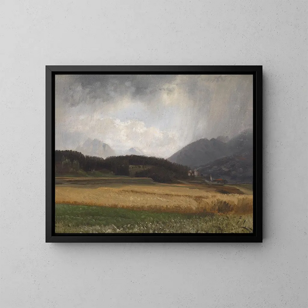 Stimmung bei Regen auf Igls - Anton Hlaváček — gerahmtes Bild an der Wand