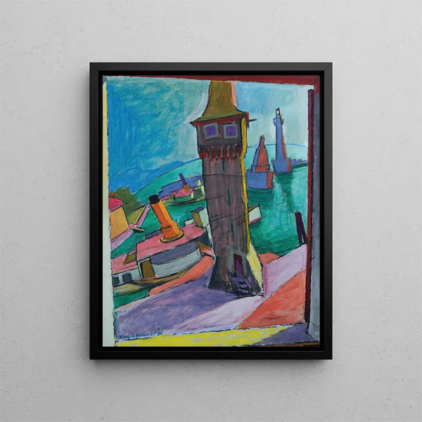 Hafen Lindau III - Anton Kerschbaumer — gerahmtes Bild an der Wand