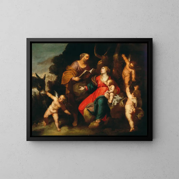 Der Ruhezustand während der Flucht nach Ägypten - Anton Maria Vassallo — gerahmtes Bild an der Wand