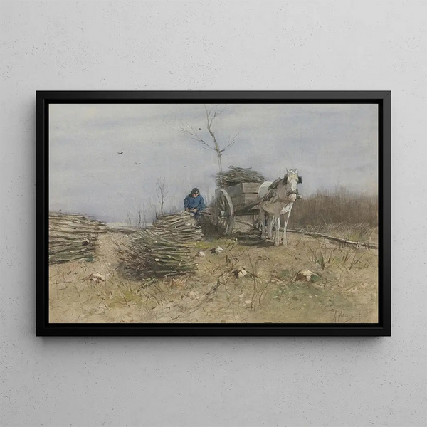 Der Holzsammler - Anton Mauve — gerahmtes Bild an der Wand