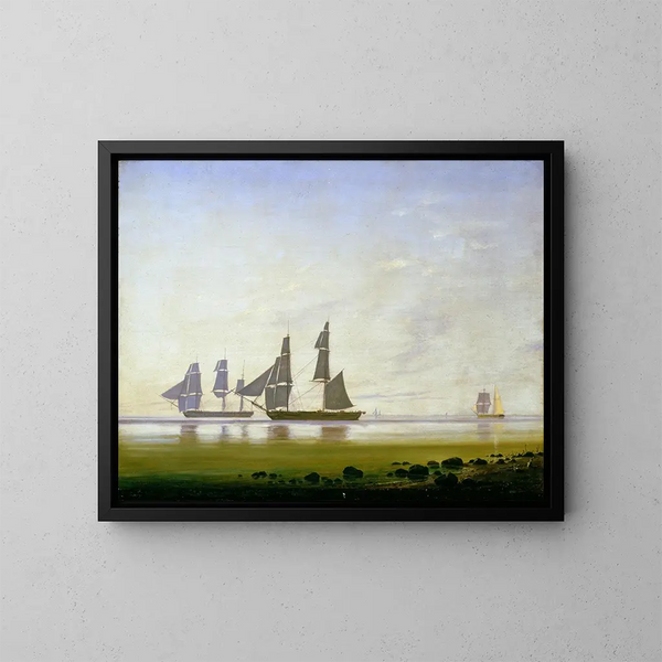 Ein ruhiger Morgen auf See - Anton Melbye — gerahmtes Bild an der Wand
