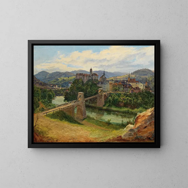 Ansicht der Stadt Loket in der Tschechischen Republik Elbogen an der Eger - Anton Schiffer — gerahmtes Bild an der Wand