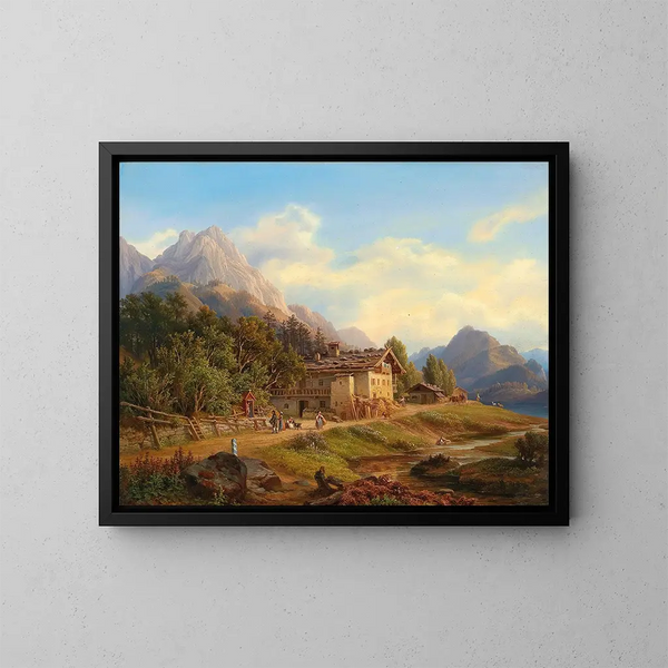 Partie am Hintersee in der Ramsau bei Berchtesgaden - Anton Schiffer — gerahmtes Bild an der Wand