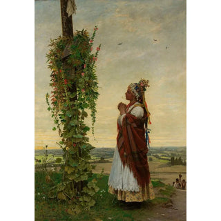 Antoni Kozakiewicz - Village girl at a wayside shrine.webp