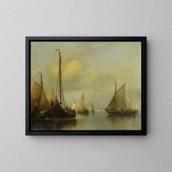 Bateaux de pêche sur une eau calme - Antonie Waldorp — gerahmtes Bild an der Wand