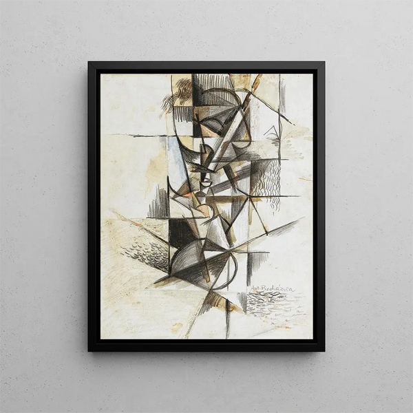 Kubistischer Kopf - Antonín Procházka — gerahmtes Bild an der Wand
