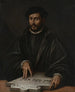 Portrait eines Mannes mit einer hebräischen Tafel - Antonio Campi — Ansicht des Kunstwerks