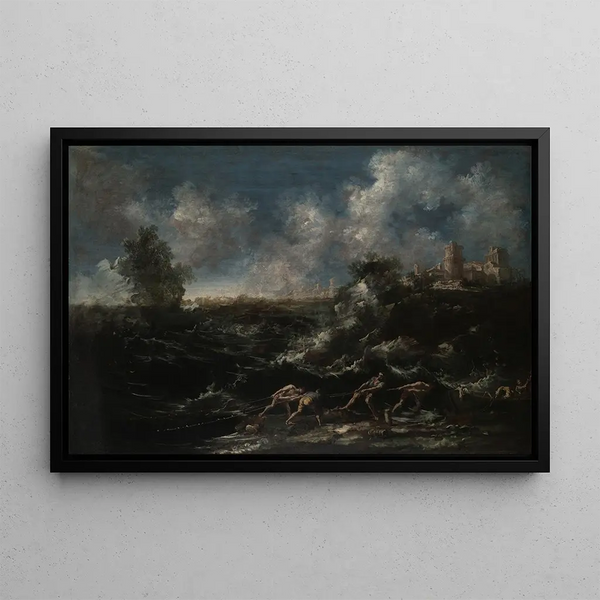 Antonio Francesco Peruzzini - Seascape with Fisherman Pulling out Nets.webp