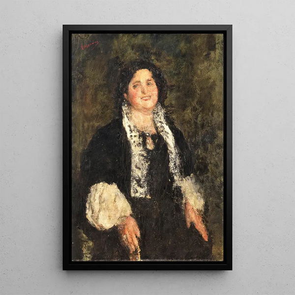 Portrait einer Dame - Antonio Mancini — gerahmtes Bild an der Wand