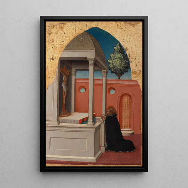 Saint Pierre Martyr en prière - Antonio Vivarini — gerahmtes Bild an der Wand
