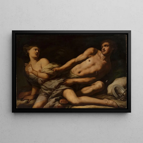 Myrrha und Cinyras - Antonio Zanchi — gerahmtes Bild an der Wand