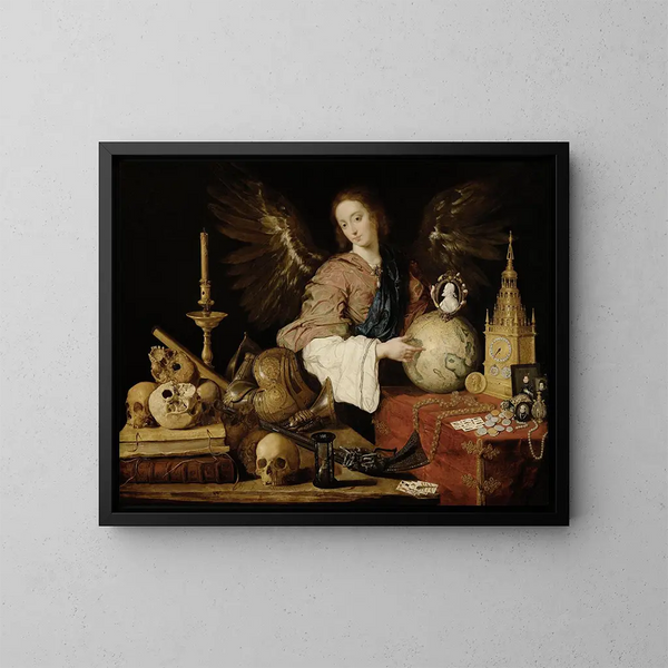 Allegorie der Eitelkeit - Antonio de Pereda — gerahmtes Bild an der Wand