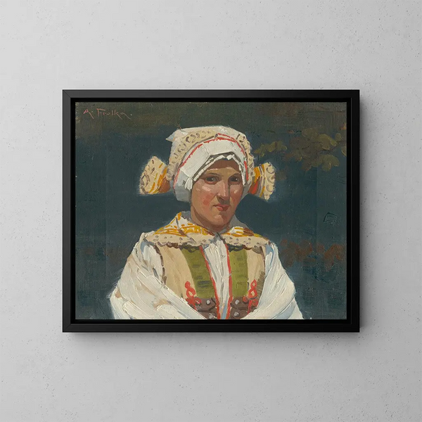 Mädchen in folkloristischer Tracht - Antos Frolka — gerahmtes Bild an der Wand