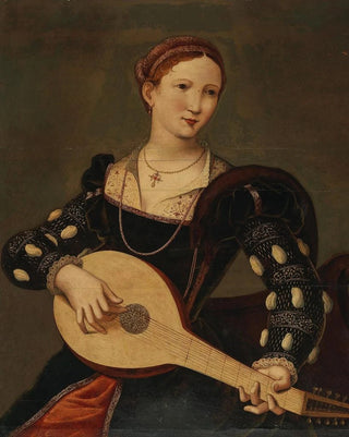Antwerp School - A Young Lady Playing A Lute.webp