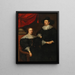 Portrait einer sitzenden Dame mit einem Herrn, der ihr die Hand hält - Schule von Antwerpen — gerahmtes Bild an der Wand
