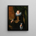 Portrait einer eleganten Dame, die neben einem Stuhl steht - Schule von Antwerpen — gerahmtes Bild an der Wand