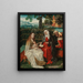 Die Jungfrau und das Kind mit der heiligen Anna in einem ummauerten Garten mit Joachim und Joseph im Hintergrund - Schule von Antwerpen — gerahmtes Bild an der Wand