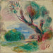 Baum in Cagnes, das Meer in der Ferne - Pierre — Ansicht des Kunstwerks