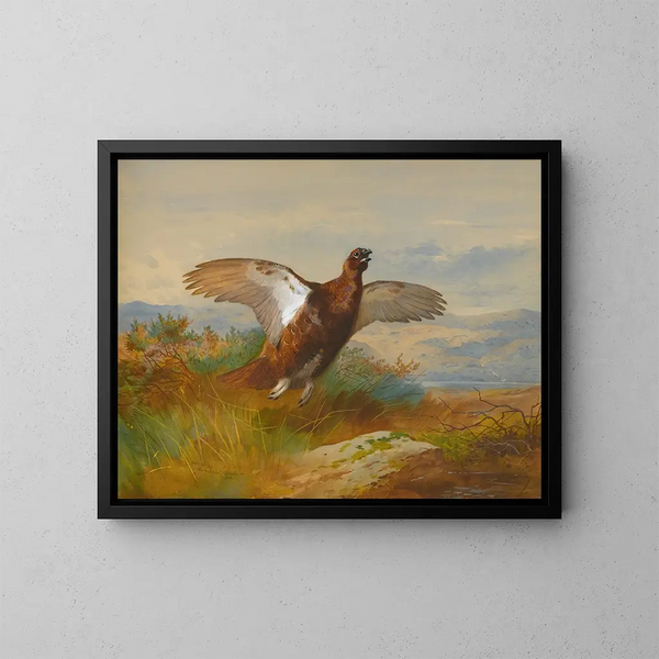 Rothirsch im Flug - Archibald Thorburn — gerahmtes Bild an der Wand
