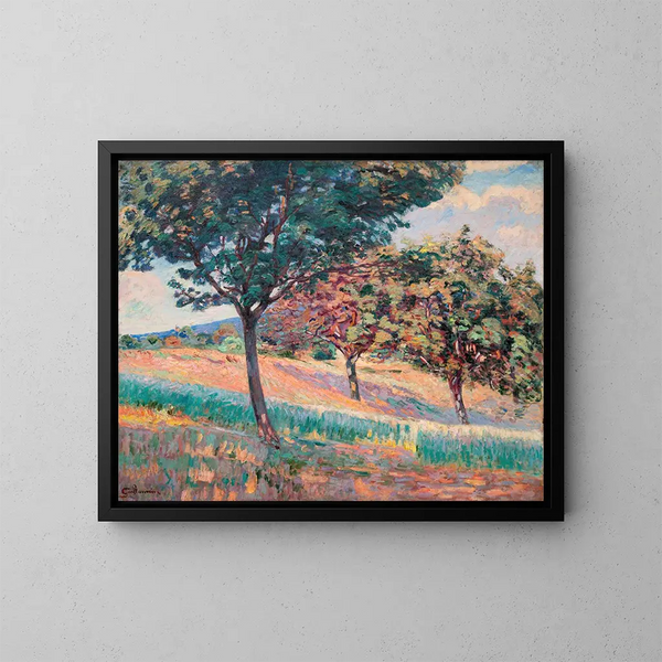 Obstgarten am Waldrand bei Saint-Chéron - Armand Guillaumin — gerahmtes Bild an der Wand