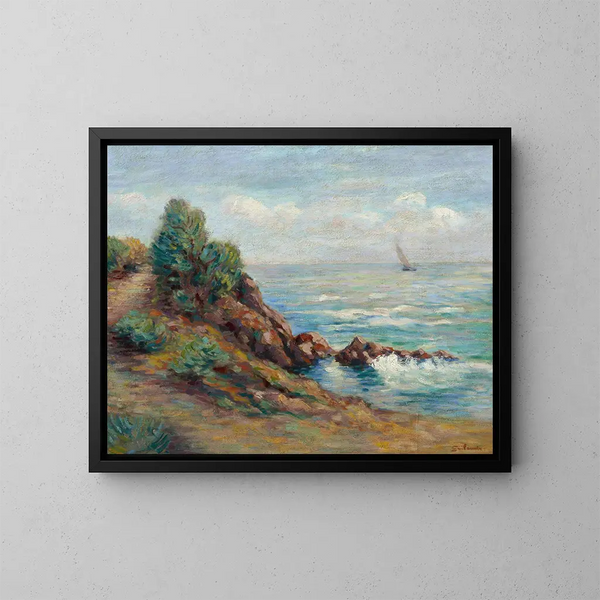 Segelboot in Agay - Armand Guillaumin — gerahmtes Bild an der Wand