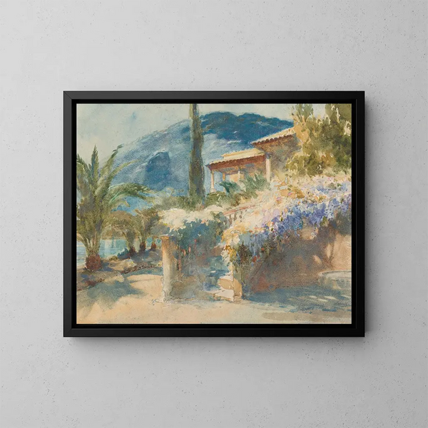 Szene eines mediterranen Gartens - Armand Point — gerahmtes Bild an der Wand