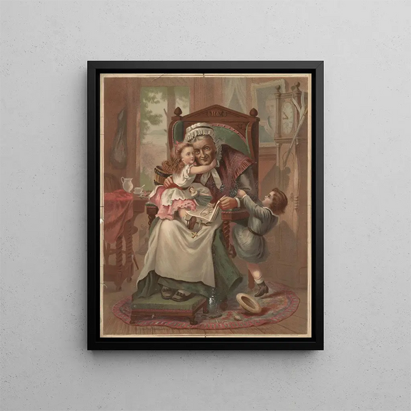 Der alte Sessel - Armstrong & Co. Lith. — gerahmtes Bild an der Wand