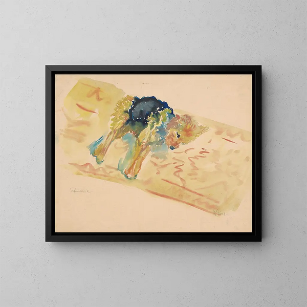 Hund liegend - Arnold Peter Weisz-Kubínčan — gerahmtes Bild an der Wand