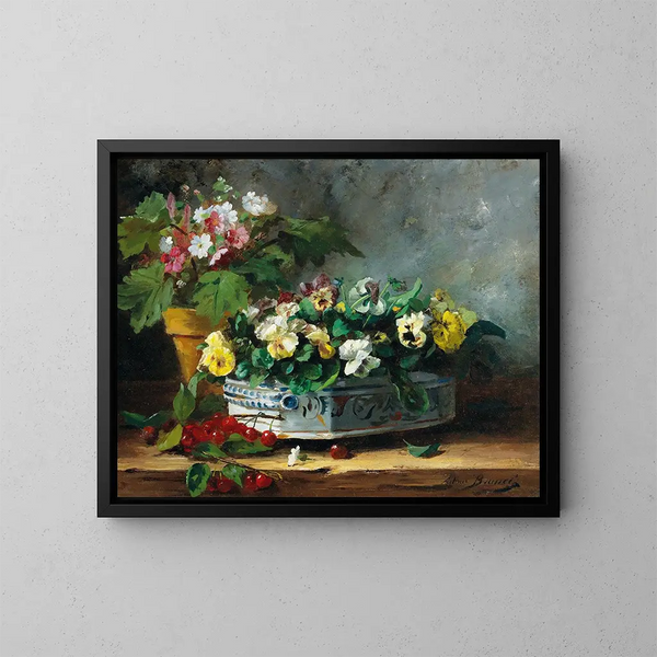 Gedanken und Primeln - Arthur Alfred Brunel de Neuville — gerahmtes Bild an der Wand