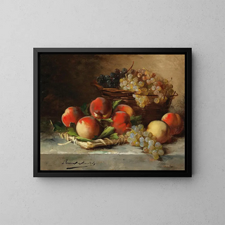 ArthurAlfred Brunel de Neuville - Still Life with Apples and Grapes.webp
