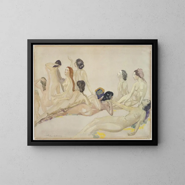 Onze nus - Arthur Bowen Davies — gerahmtes Bild an der Wand