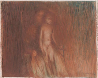 Mutter und Kind vor einem Feuer - Arthur Bowen Davies — Ansicht des Kunstwerks