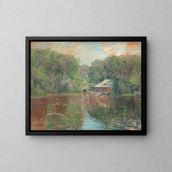 Bâtiment de plaisance au bord de l'eau - Arthur Clifton Goodwin — gerahmtes Bild an der Wand