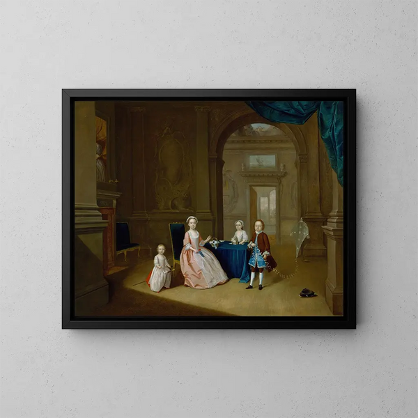Kinder in einem Interieur - Arthur Devis — gerahmtes Bild an der Wand